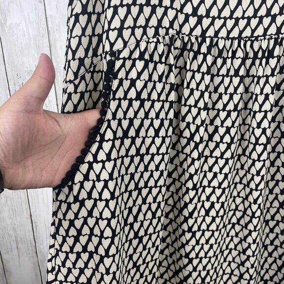 Uncle Frank Tunic Dress Women Sz S Black Cream Heart Print Feminine Romantic Top - Picture 3 of 8
